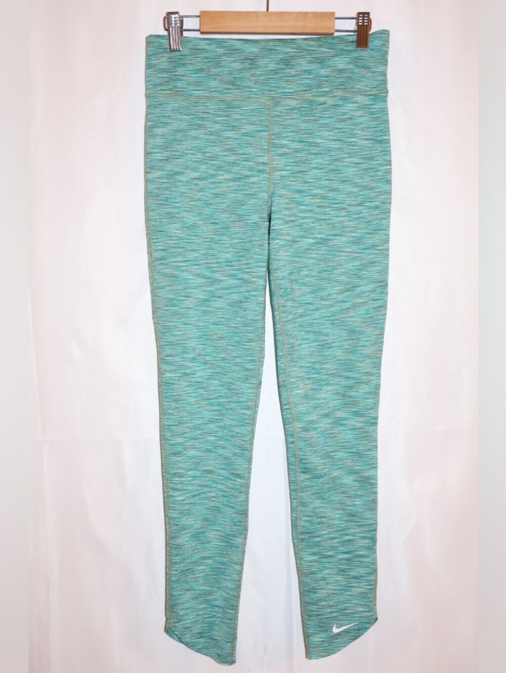 Nike One Girls' Dri-Fit Teal Space-Dye High Rise Athletic Leggings.